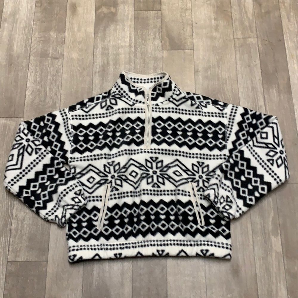 Womens Thread & Supply Aztec Crop Fleece Quarter Zip Pullover